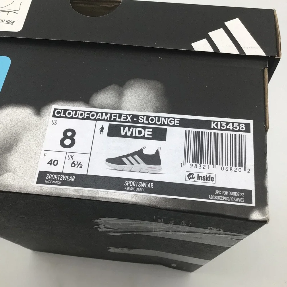 Adidas Cloudfoam Flex Slounge Womens Size 8 Wide Black Running Shoes KI3458 NEW